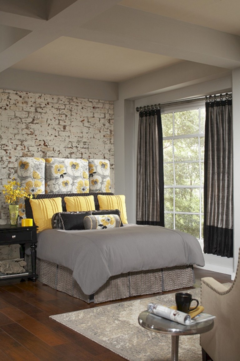 45 Cozy Grey Yellow Bedrooms Decorating Ideas