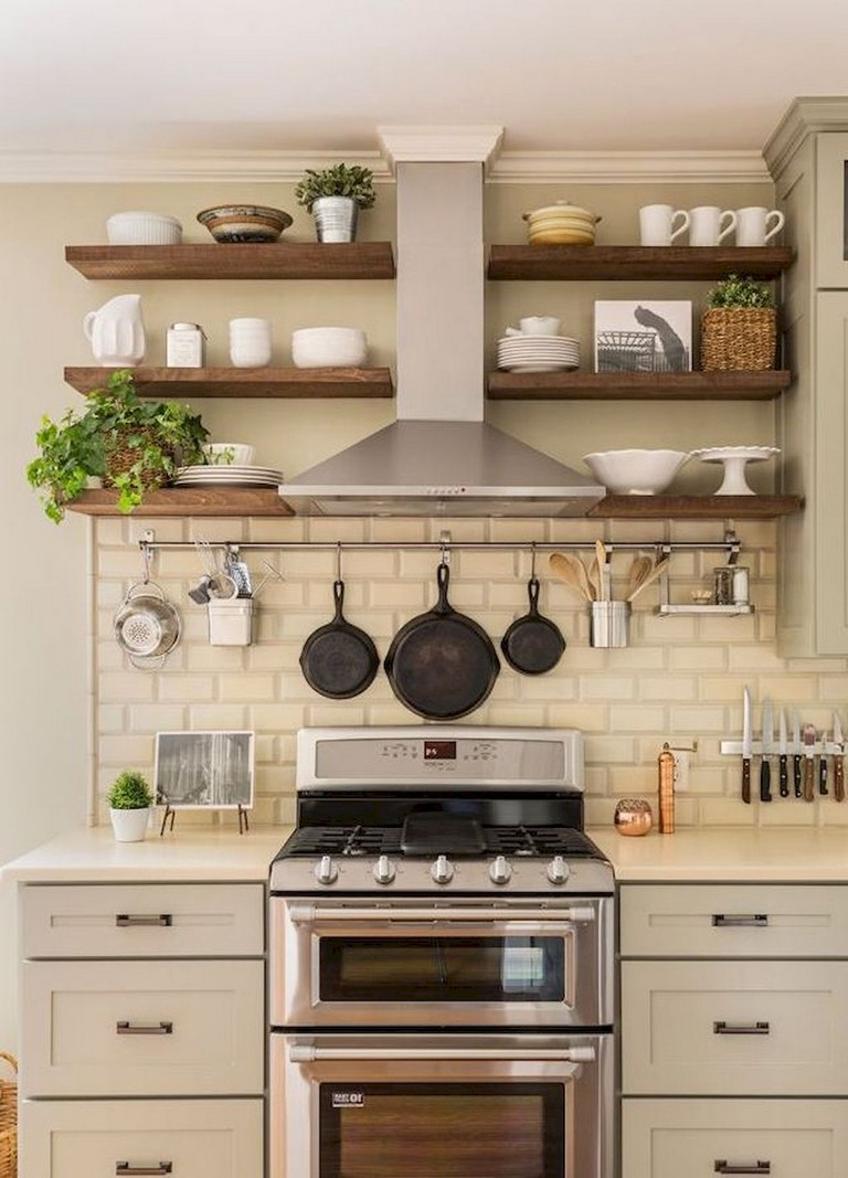 37+ Inspiring DIY Small Kitchen Open Shelves Decor Ideas ...