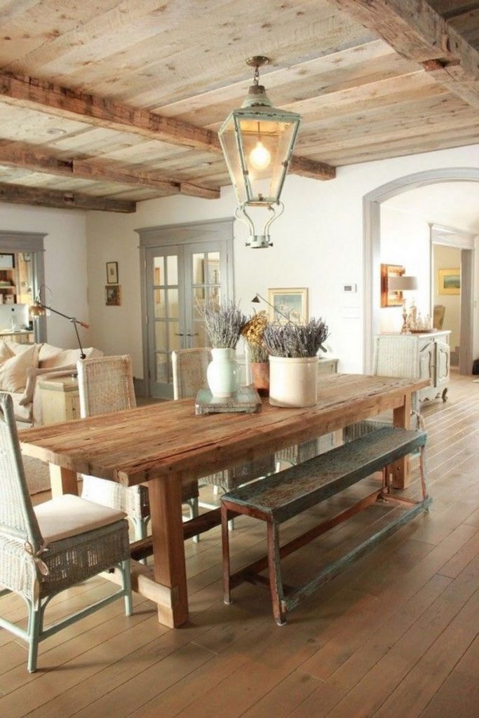 60+ Beautiful Farmhouse Dining Room Table and Decorating Ideas - Page